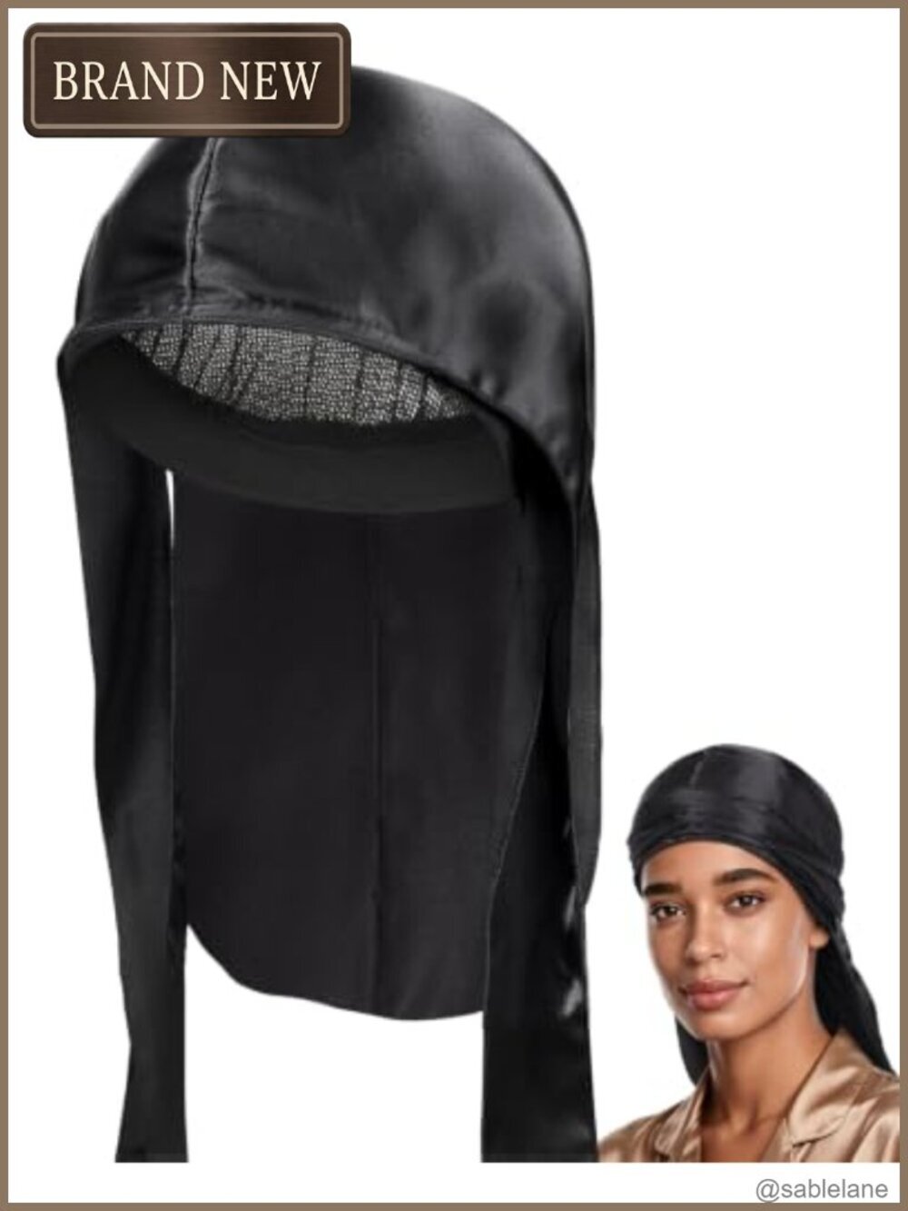 Satin Hair Wrap Scarf with Built-in Mesh Cap for Sleeping